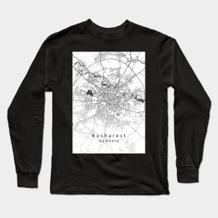 Bucharest Romania City Map Long Sleeve T-Shirt